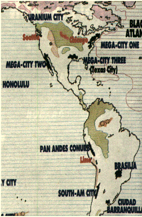 Map of america, in Dredd's 22nd century